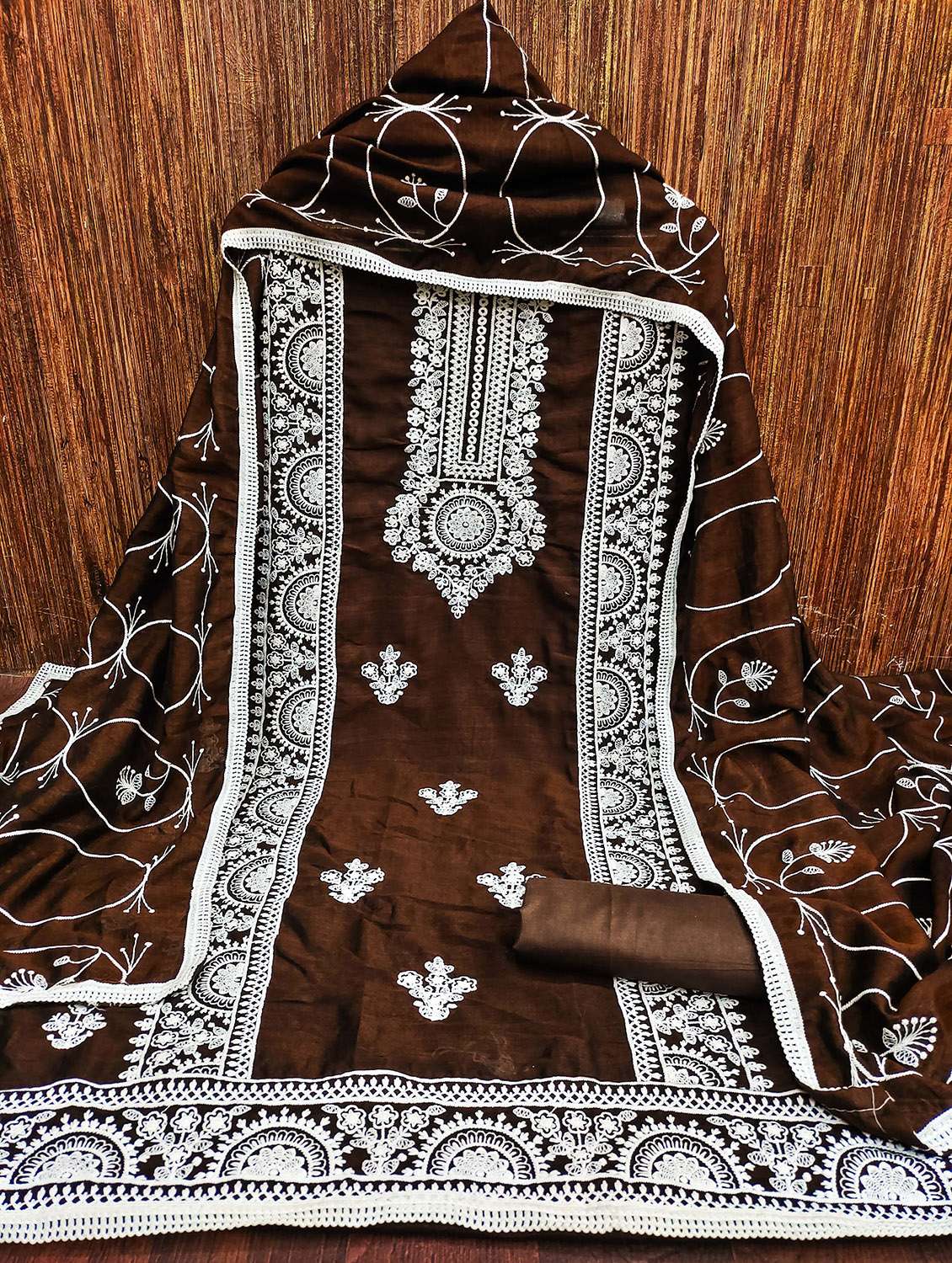 women solid with work unstitched suit set - 22420482 -  Standard Image - 1