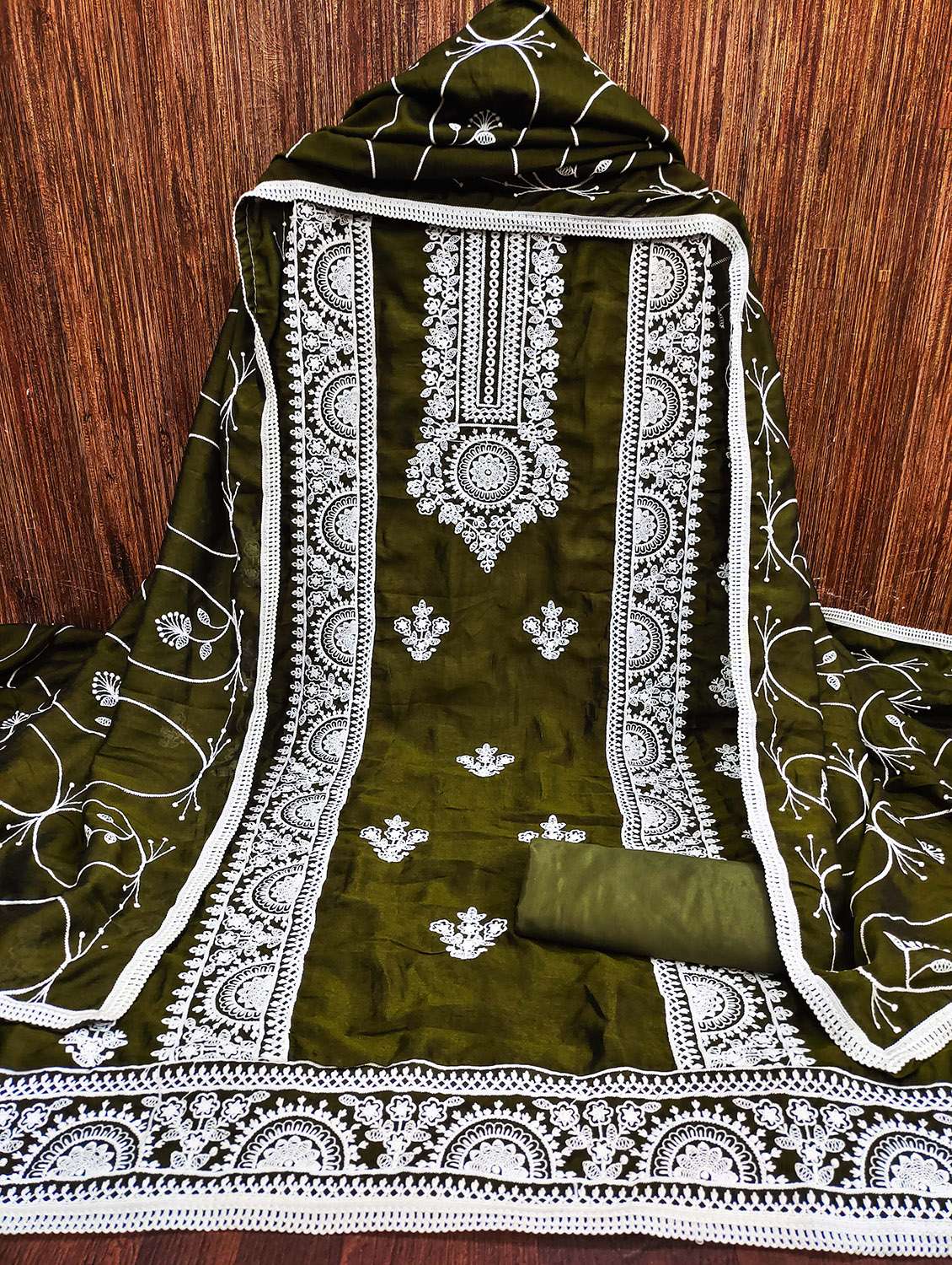 women solid with work unstitched suit set - 22420484 -  Standard Image - 1