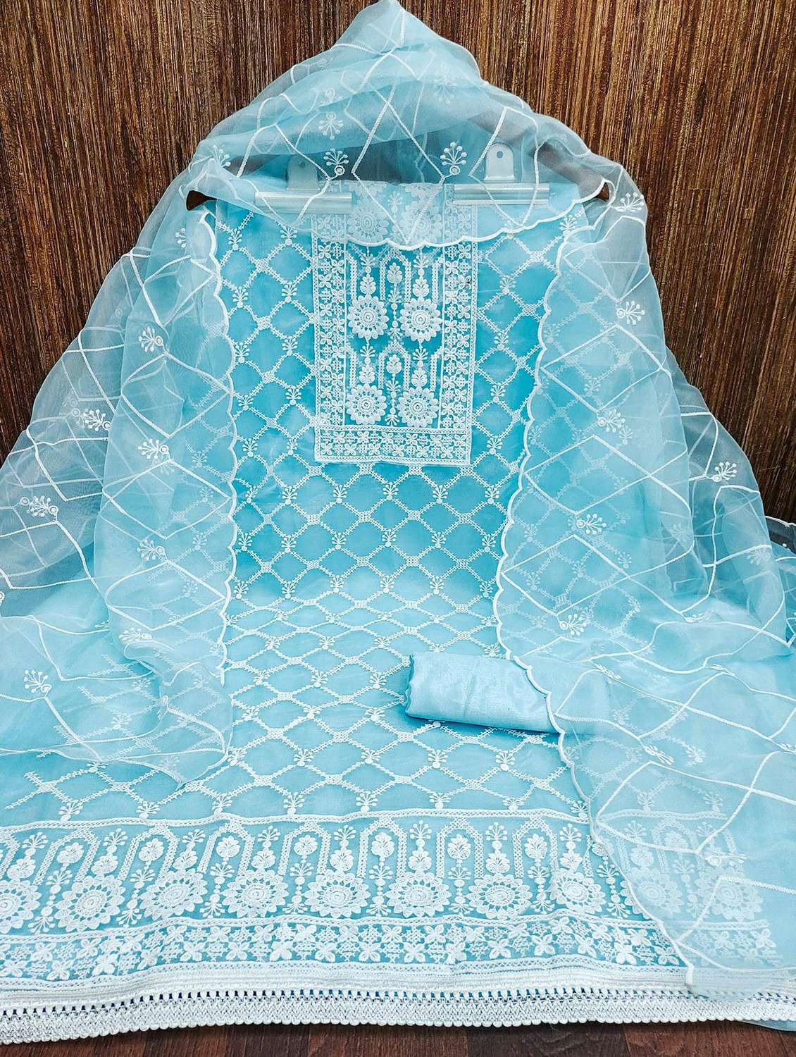 women solid with work unstitched suit set - 22420489 -  Standard Image - 1