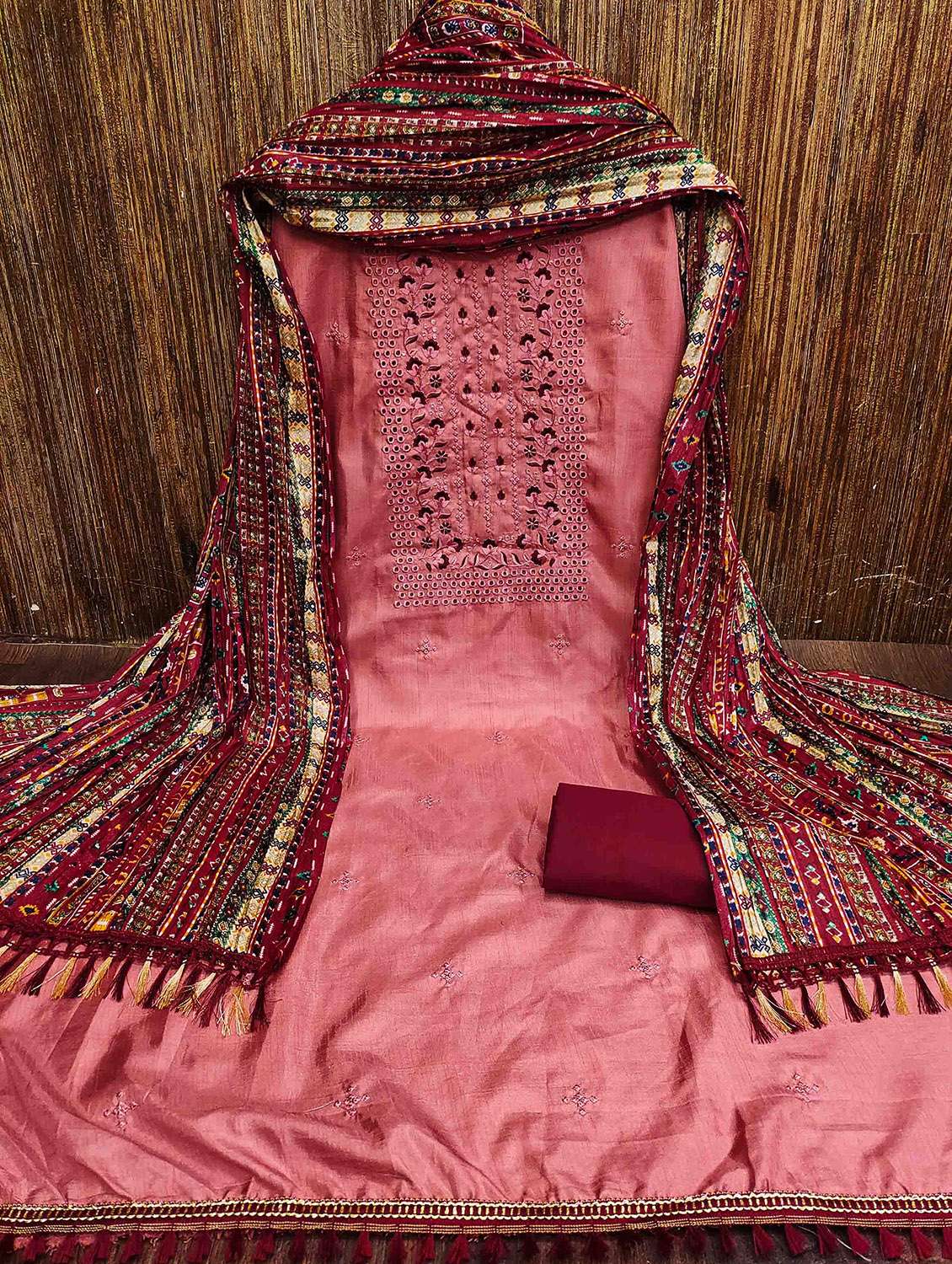 women solid with work unstitched suit set - 22420508 -  Standard Image - 1