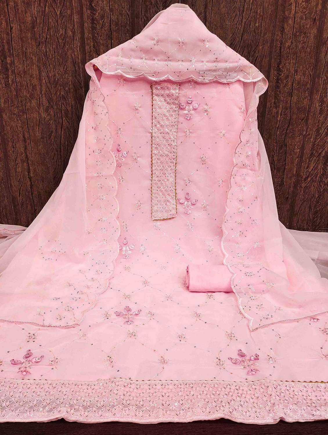 women solid with work unstitched suit set - 22420513 -  Standard Image - 1