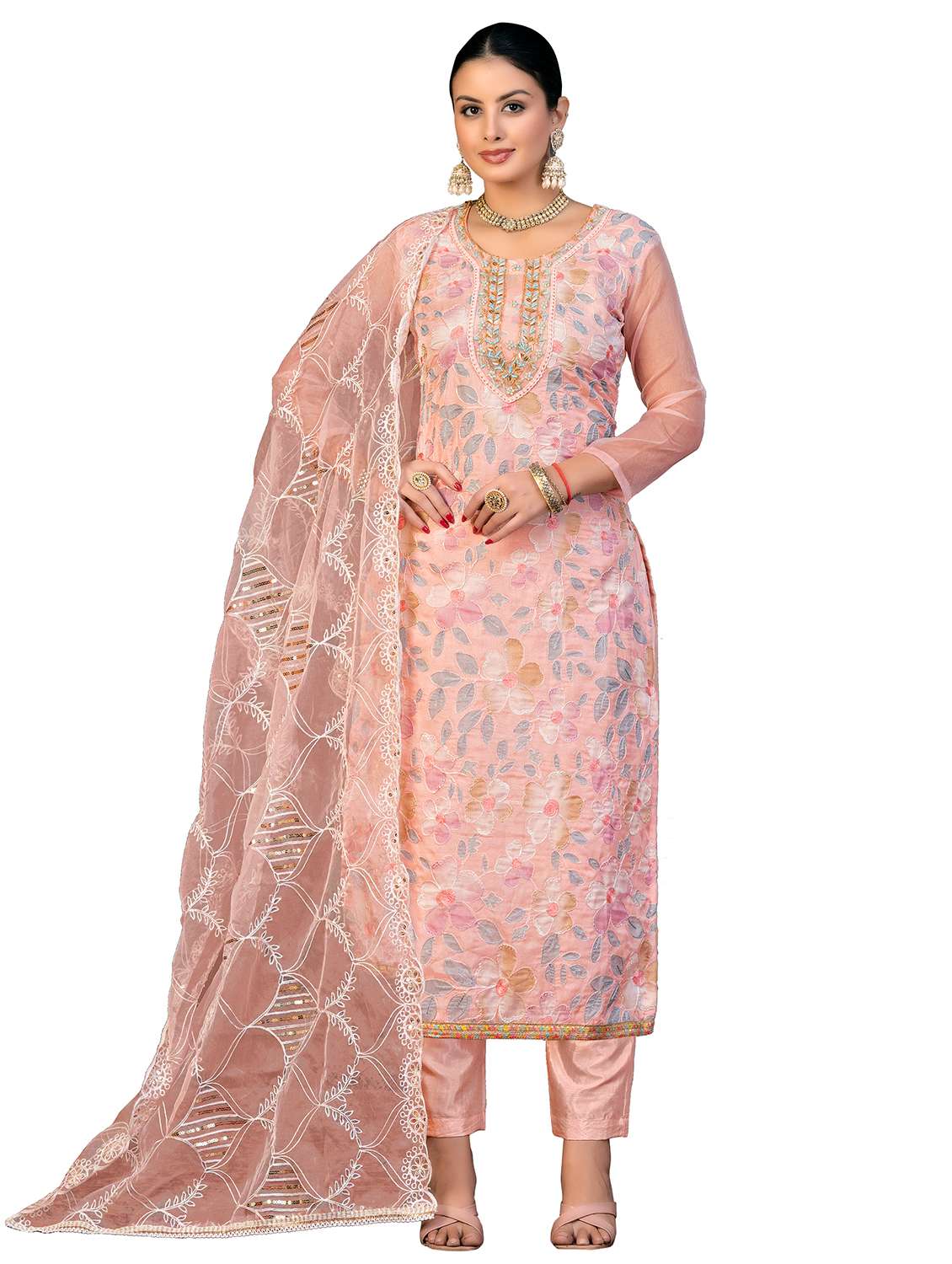 women floral printed unstitched suit set