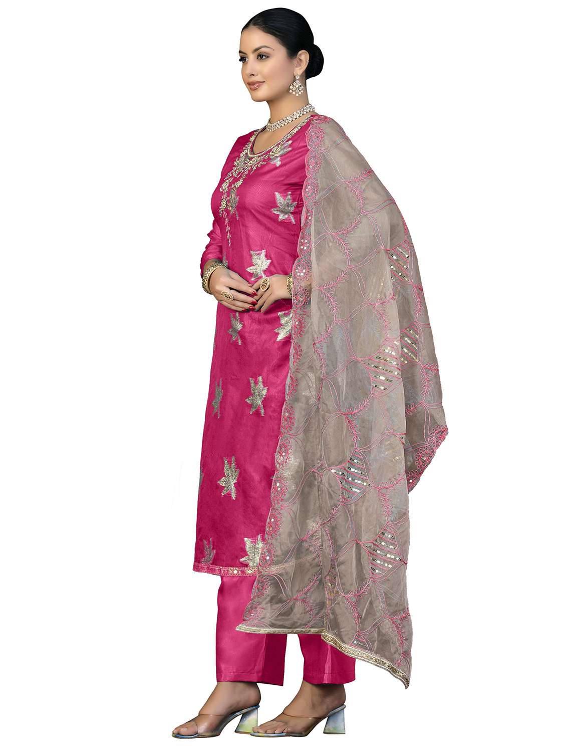 women solid with work unstitched suit set - 22420652 -  Standard Image - 1