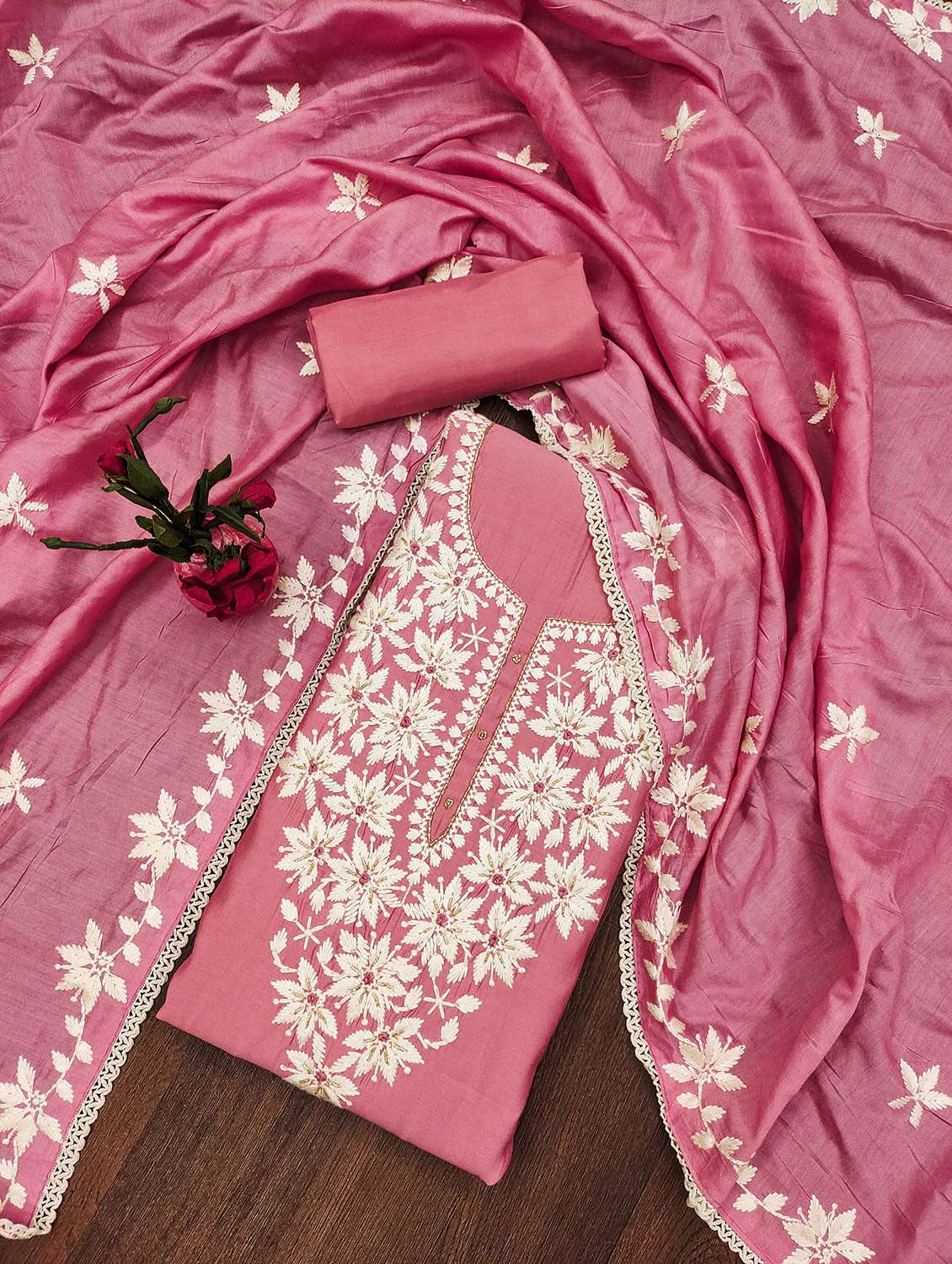 women solid with work unstitched suit set - 22420919 -  Standard Image - 1