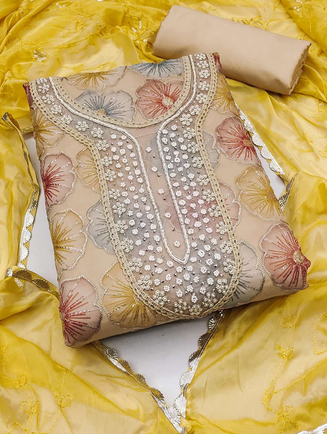 women floral printed unstitched suit set - 22420993 -  Standard Image - 1