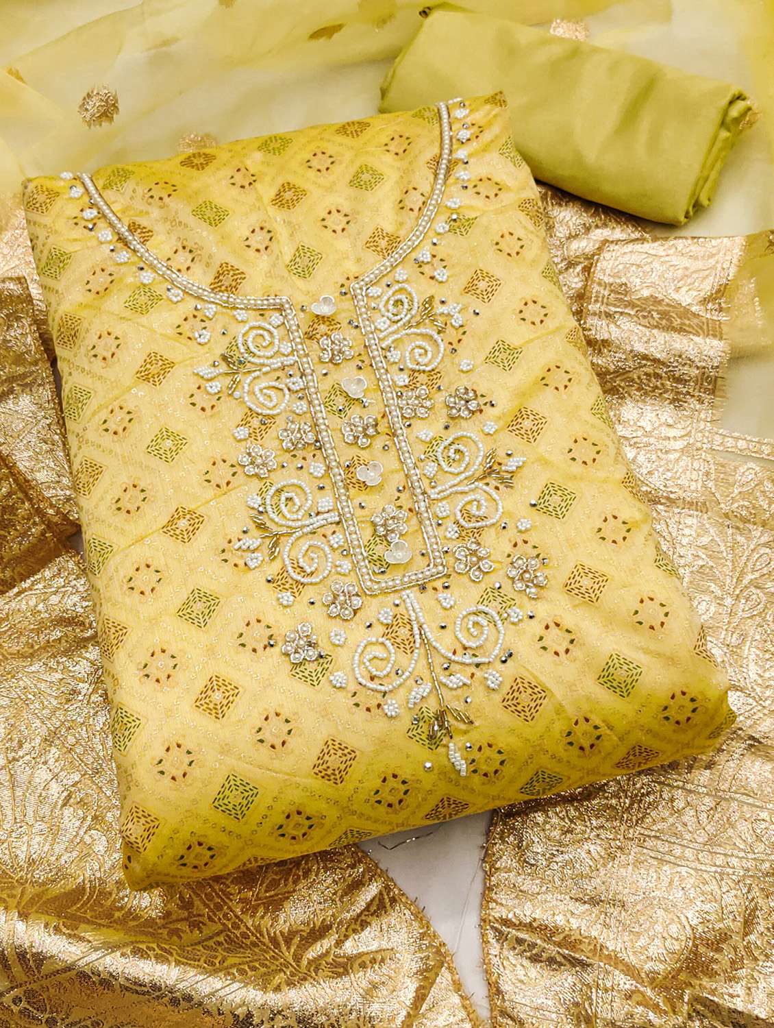 women printed unstitched suit set - 22421010 -  Standard Image - 1