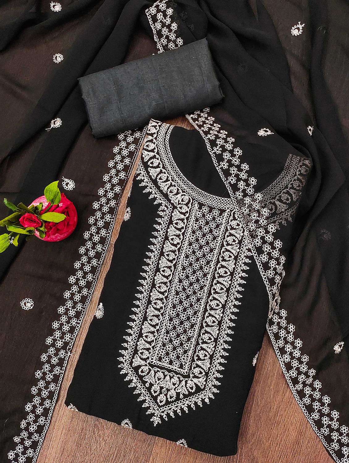 women solid with work unstitched suit set - 22421034 -  Standard Image - 1
