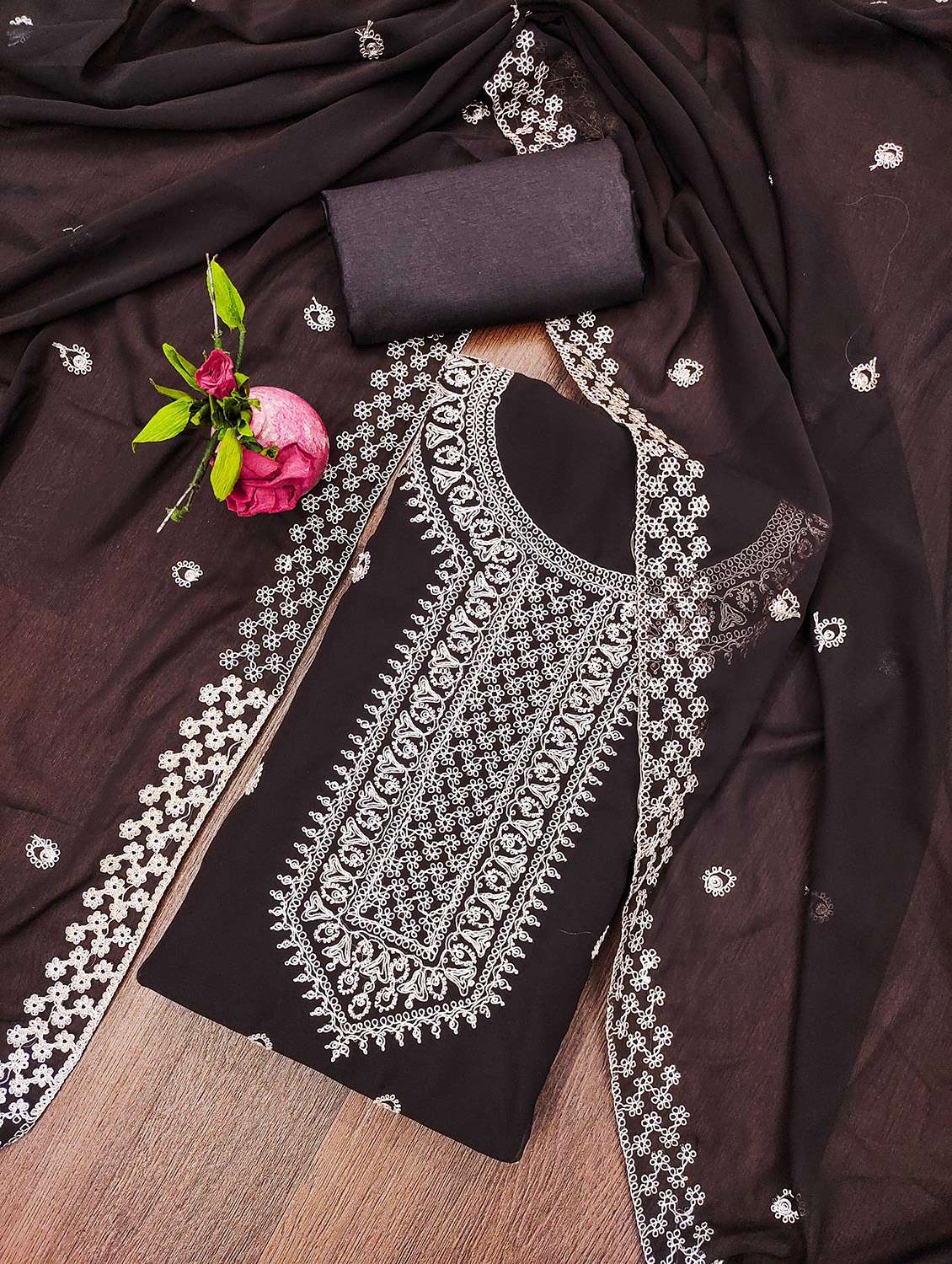 women solid with work unstitched suit set - 22421035 -  Standard Image - 1