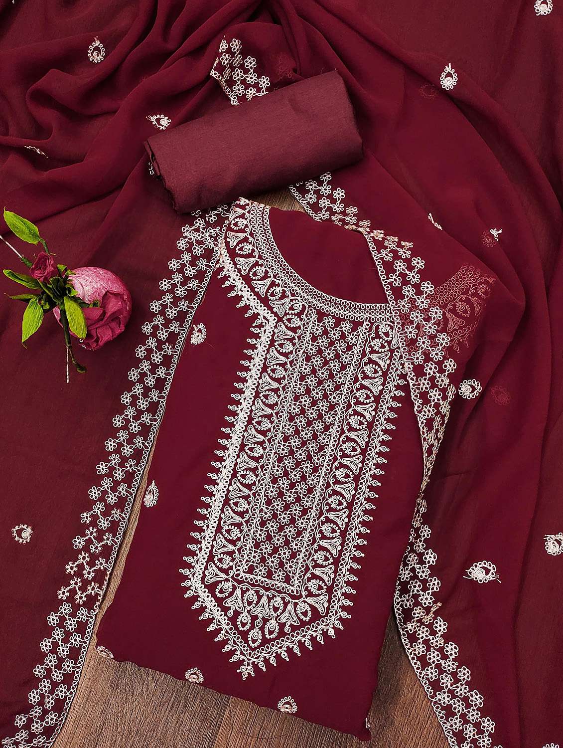 women solid with work unstitched suit set - 22421037 -  Standard Image - 1