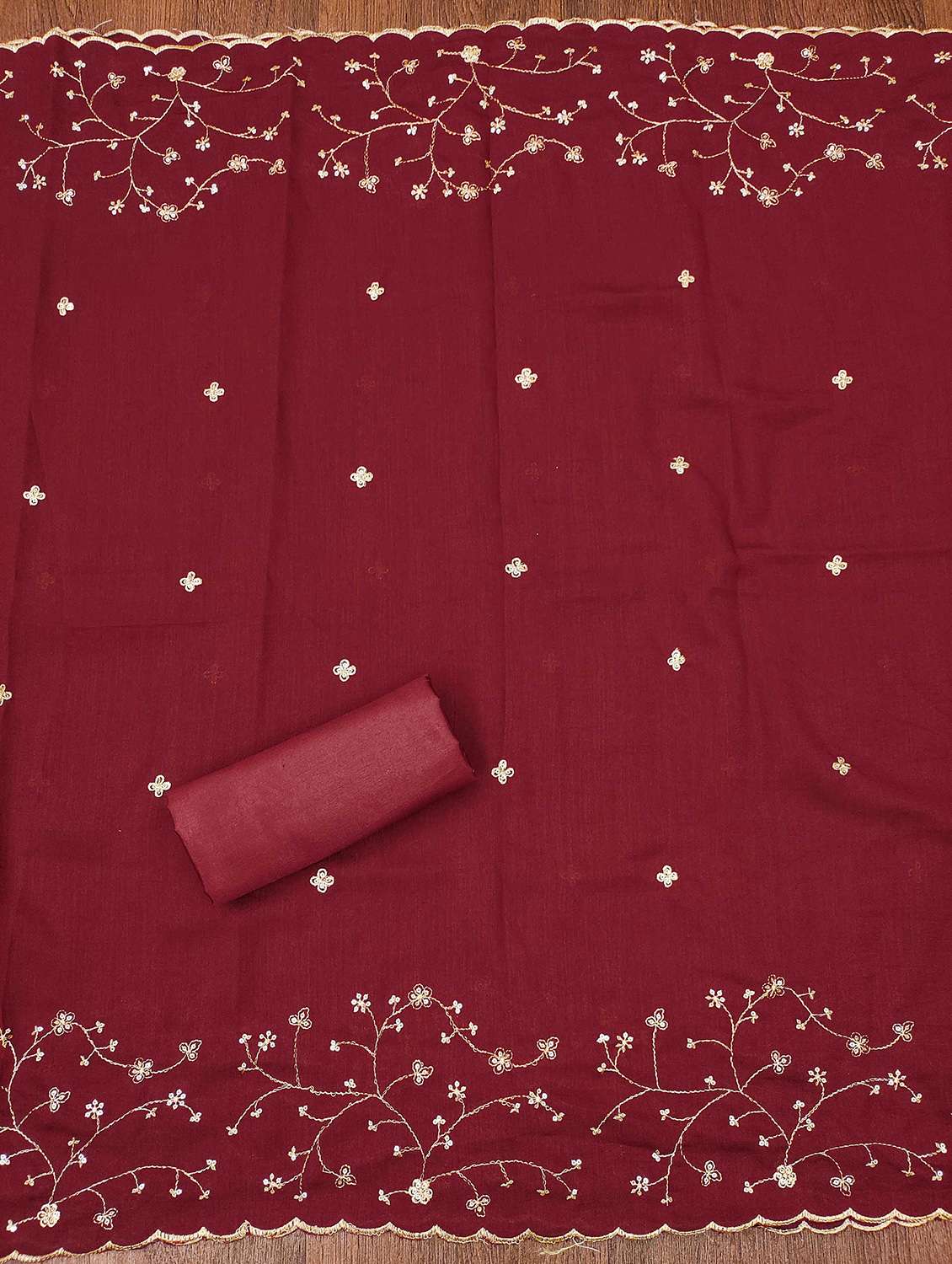 women solid with work unstitched suit set - 22421050 -  Standard Image - 4