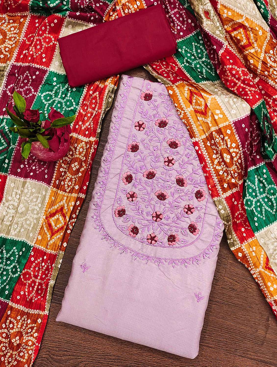 women solid with work unstitched suit set - 22421057 -  Standard Image - 1