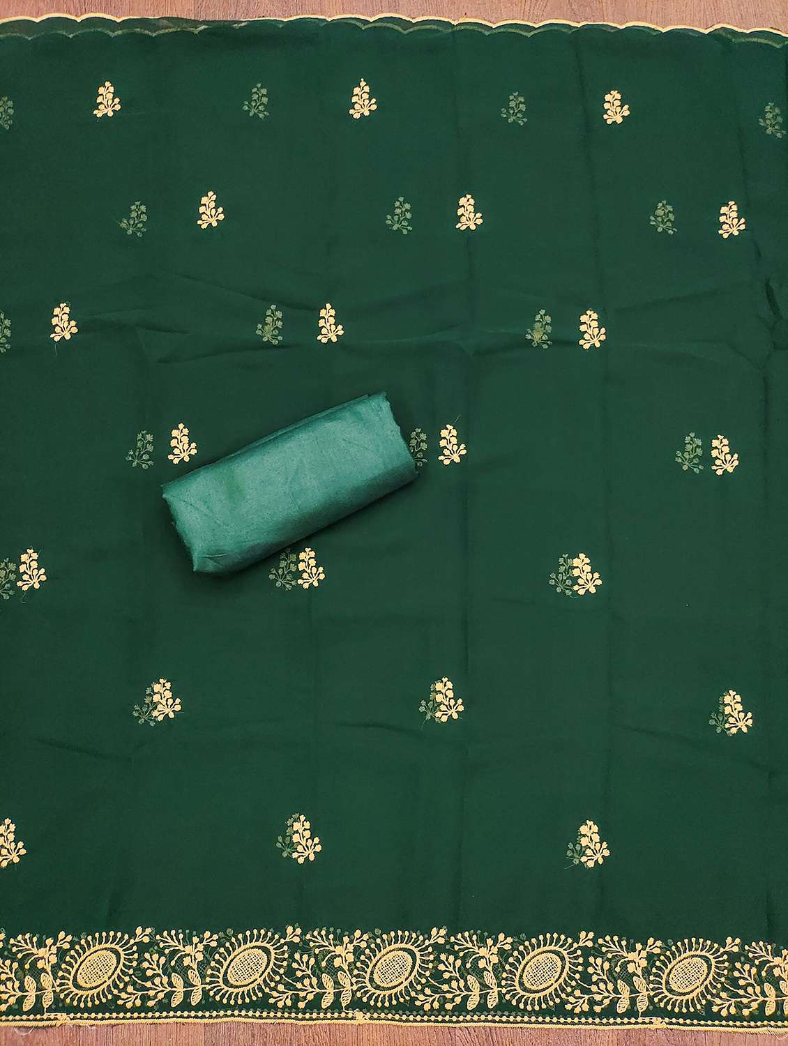 women solid with work unstitched suit set - 22421132 -  Standard Image - 4