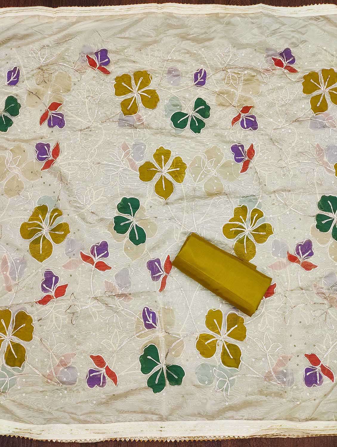 women solid with work unstitched suit set - 22421205 -  Standard Image - 4