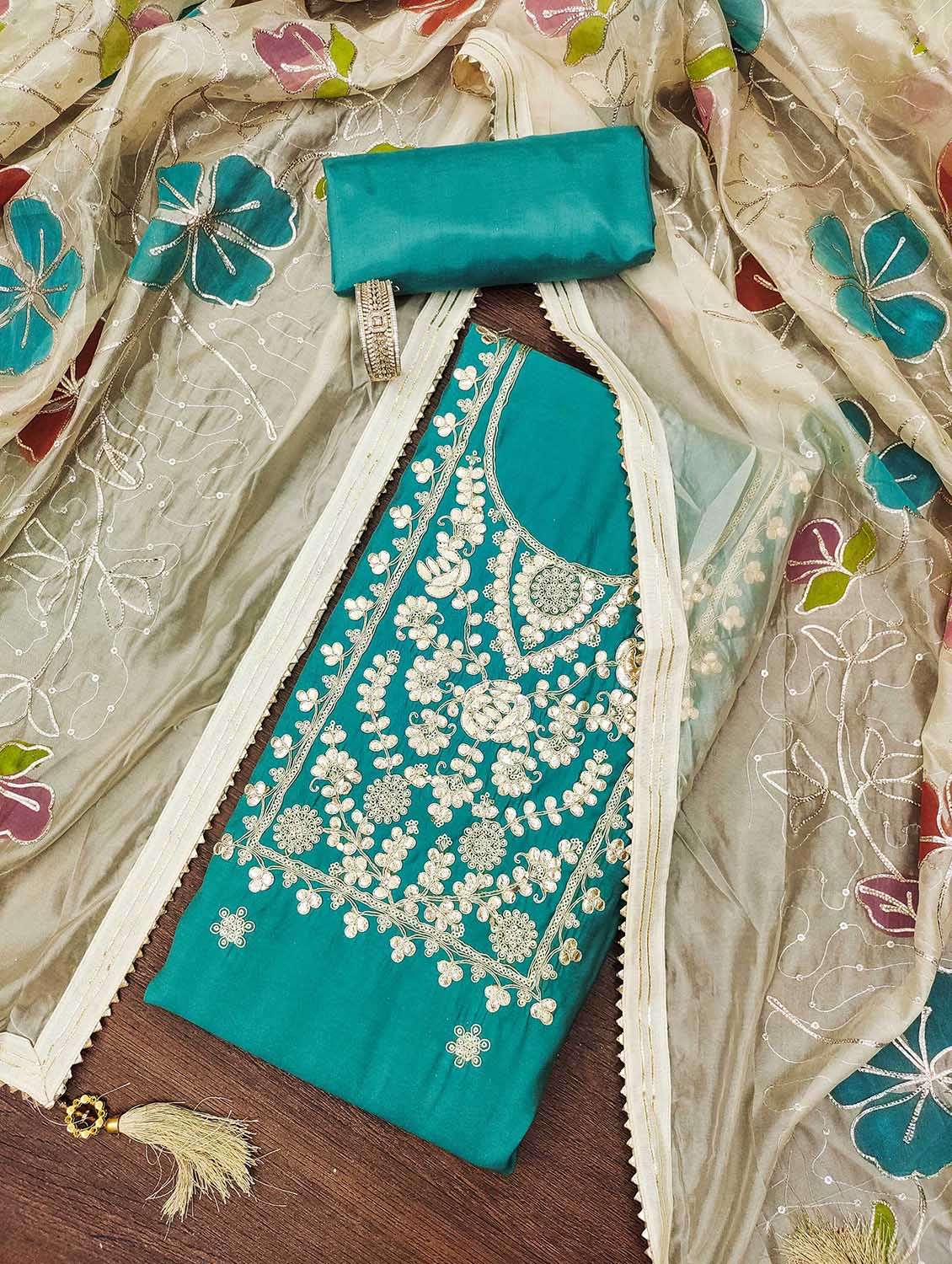 women solid with work unstitched suit set - 22421206 -  Standard Image - 1