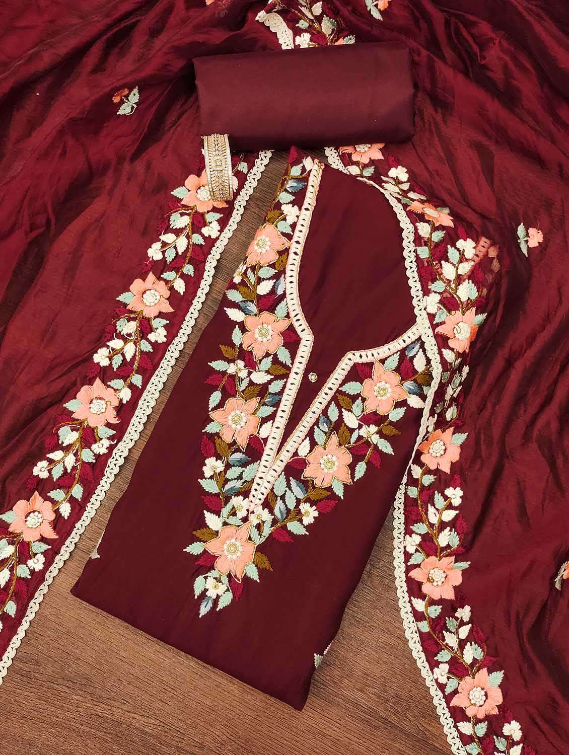 women solid with work unstitched suit set - 22421210 -  Standard Image - 1