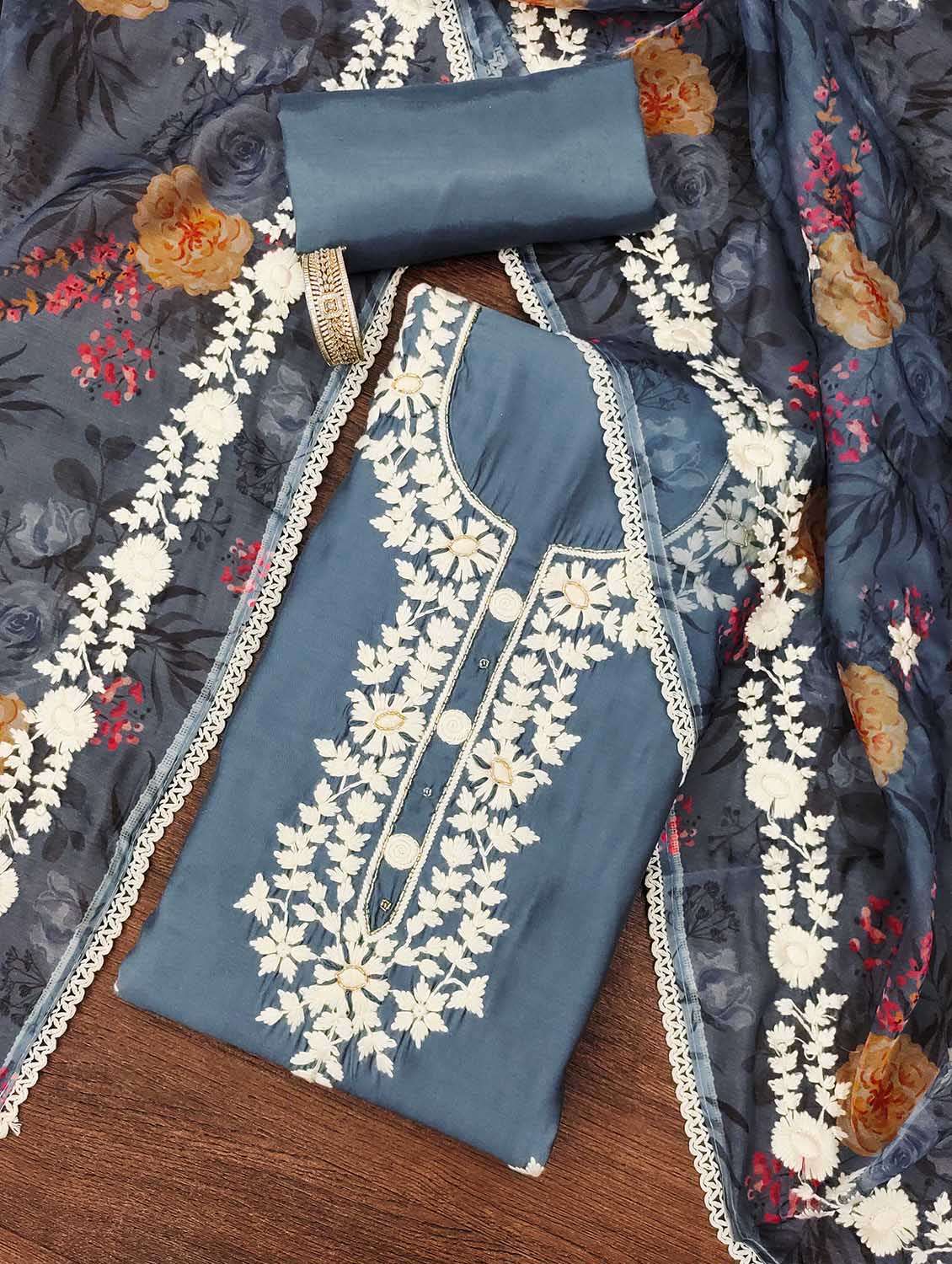 women solid with work unstitched suit set - 22421214 -  Standard Image - 1