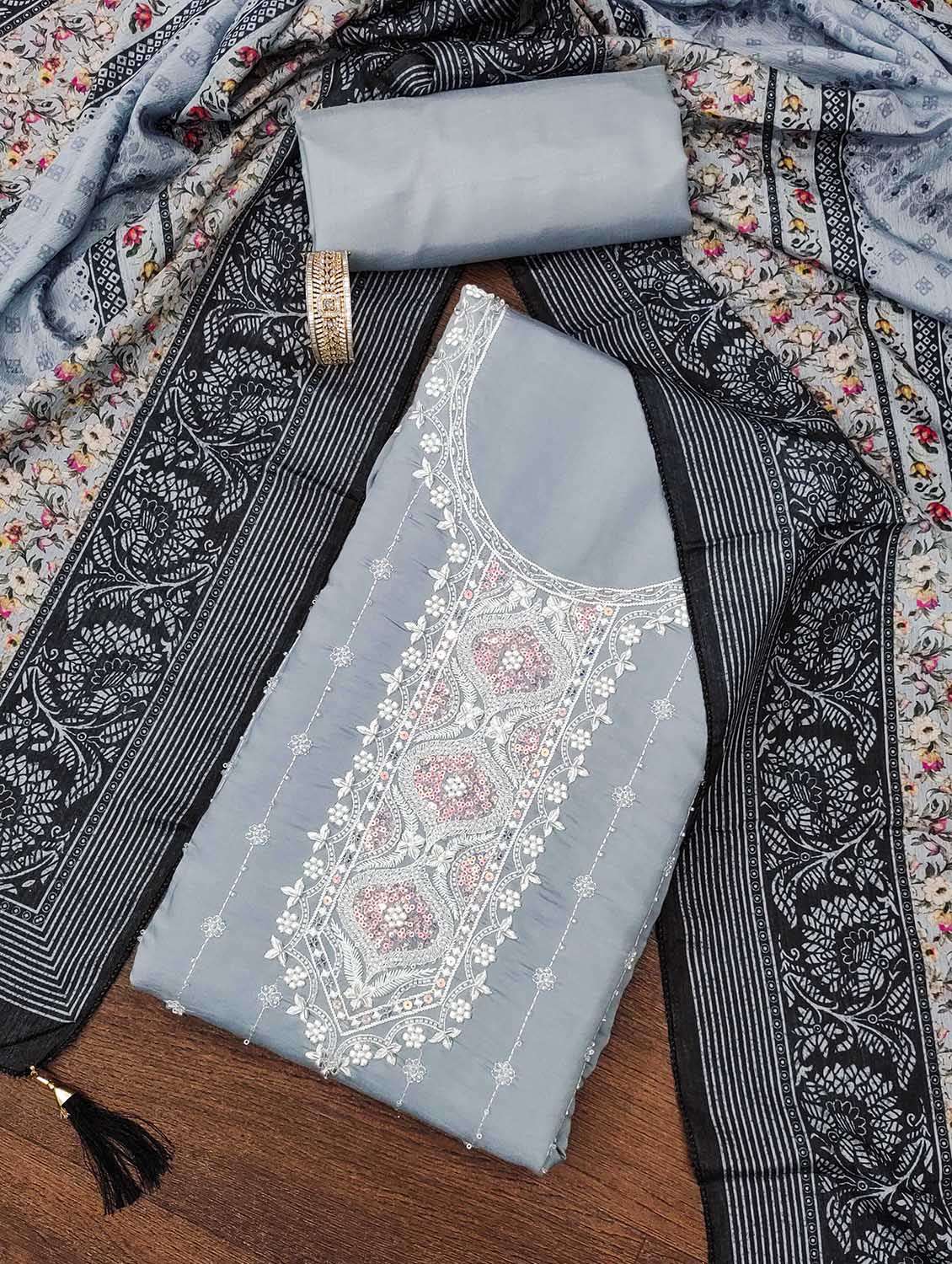 women solid with work unstitched suit set - 22421226 -  Standard Image - 1