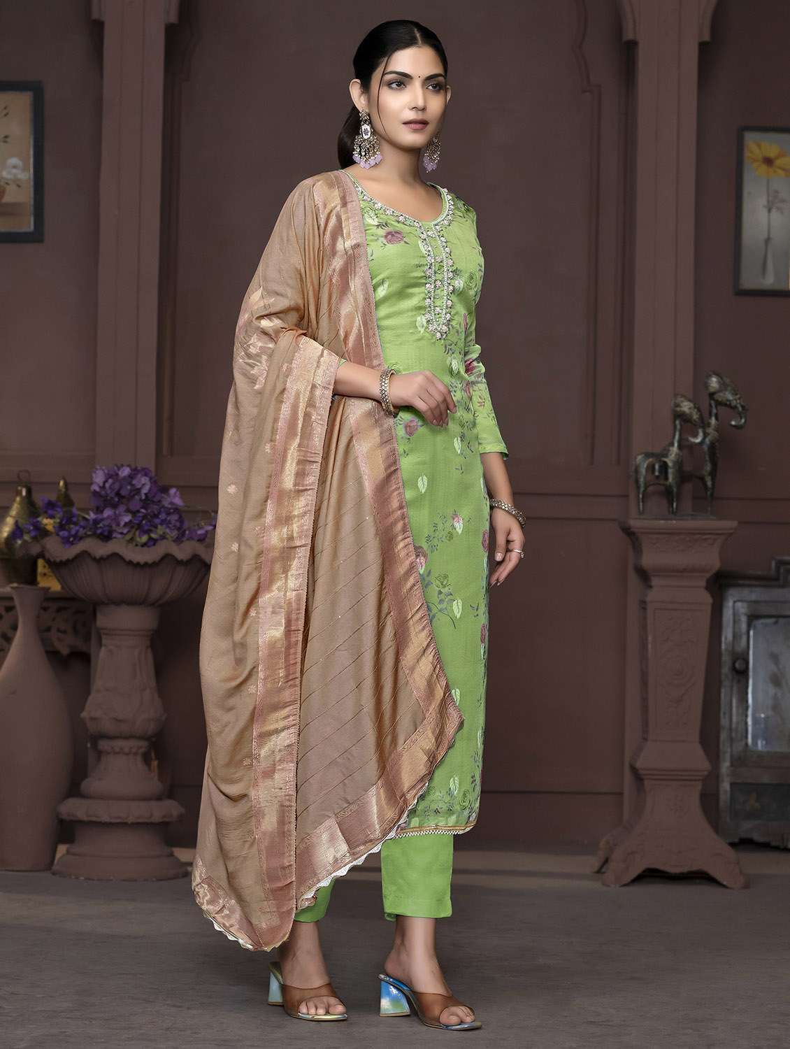 women floral printed unstitched suit set - 22421277 -  Standard Image - 1