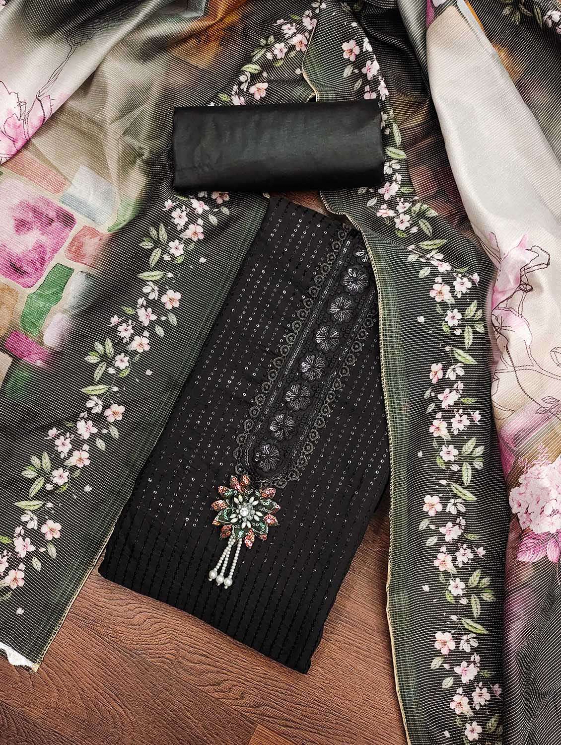 women solid with work unstitched suit set - 22421335 -  Standard Image - 1