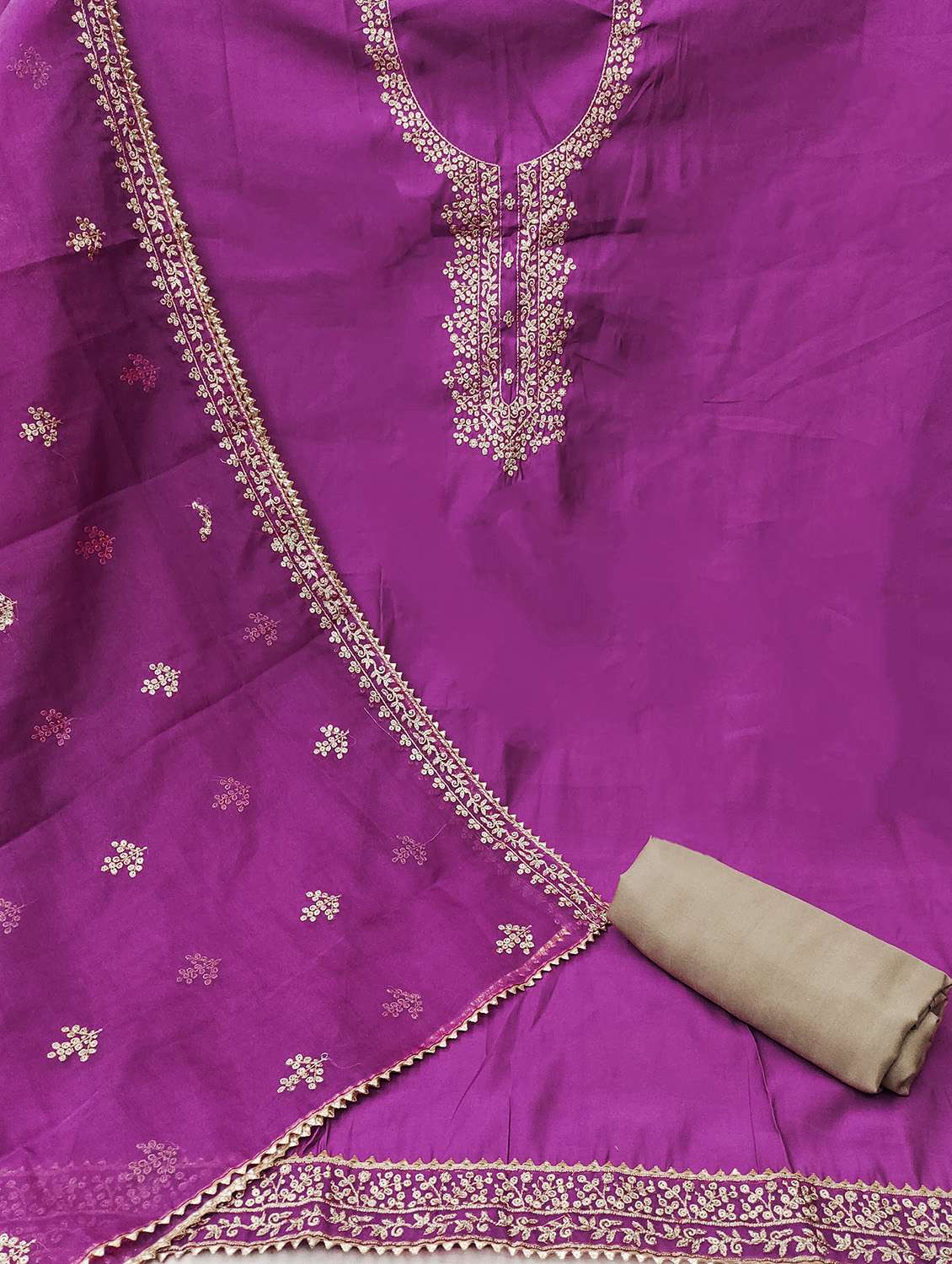 women solid with work unstitched suit set - 22421341 -  Standard Image - 1