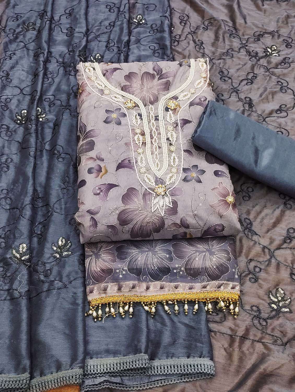 women floral printed unstitched suit set - 22421412 -  Standard Image - 1