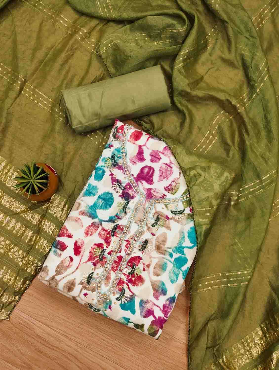 women printed unstitched suit set - 22421427 -  Standard Image - 1