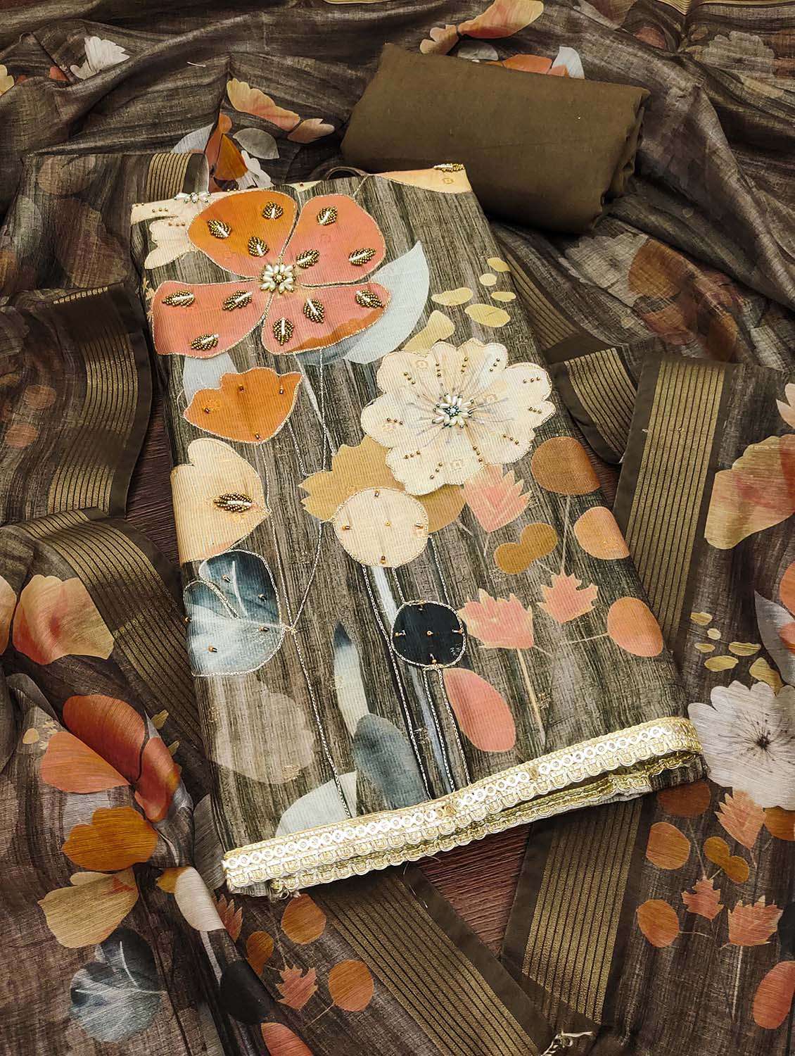 women floral printed unstitched suit set - 22421653 -  Standard Image - 1