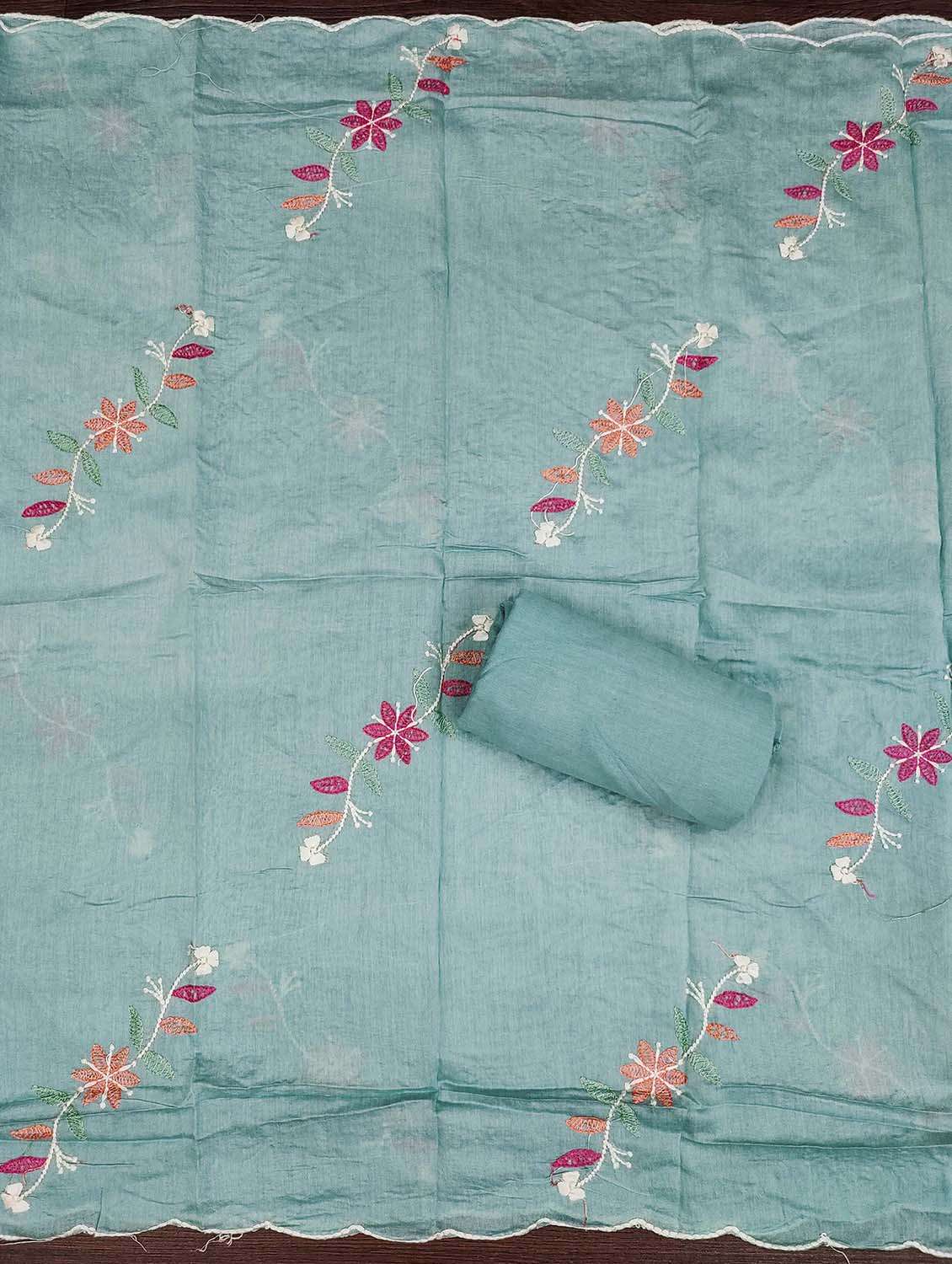 women solid with work unstitched suit set - 22421667 -  Standard Image - 4