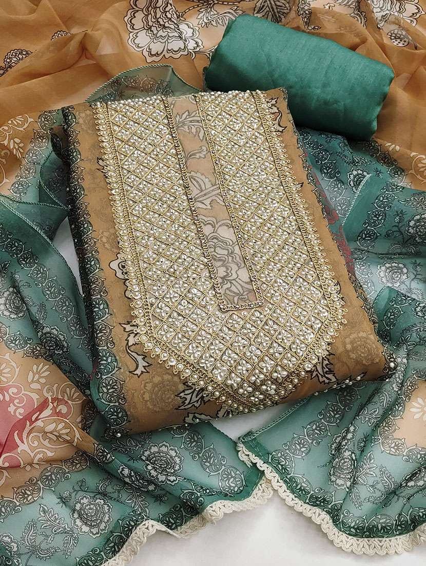 women printed unstitched suit set