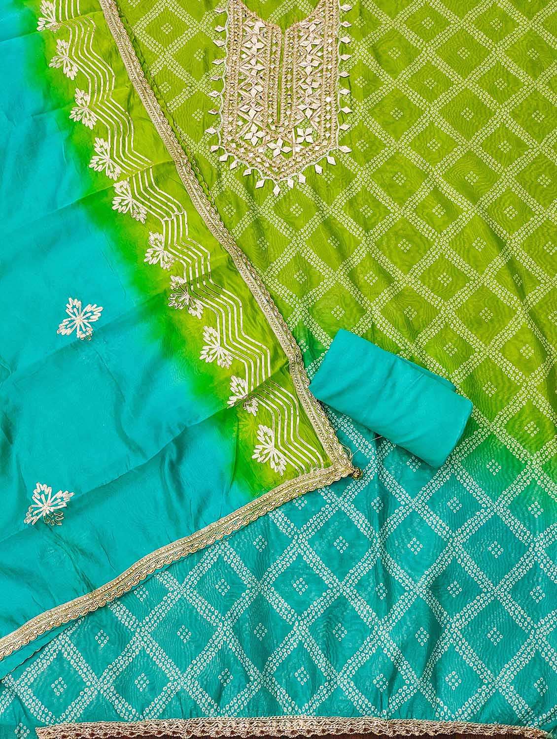 Women Bandhani Printed Unstitched Suit Set - 22421752 -  Standard Image - 1