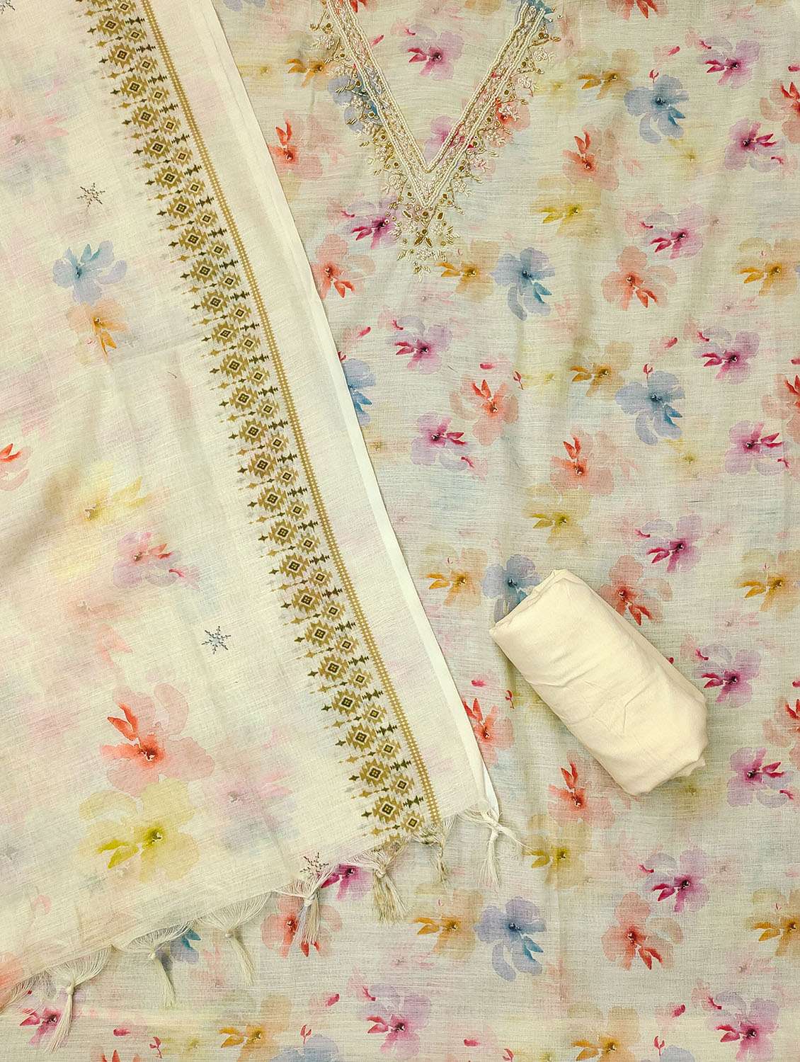 women floral printed unstitched suit set - 22421755 -  Standard Image - 1