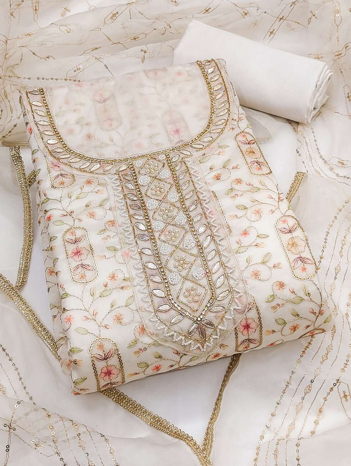 women floral printed unstitched suit set - 22422127 -  Standard Image - 1