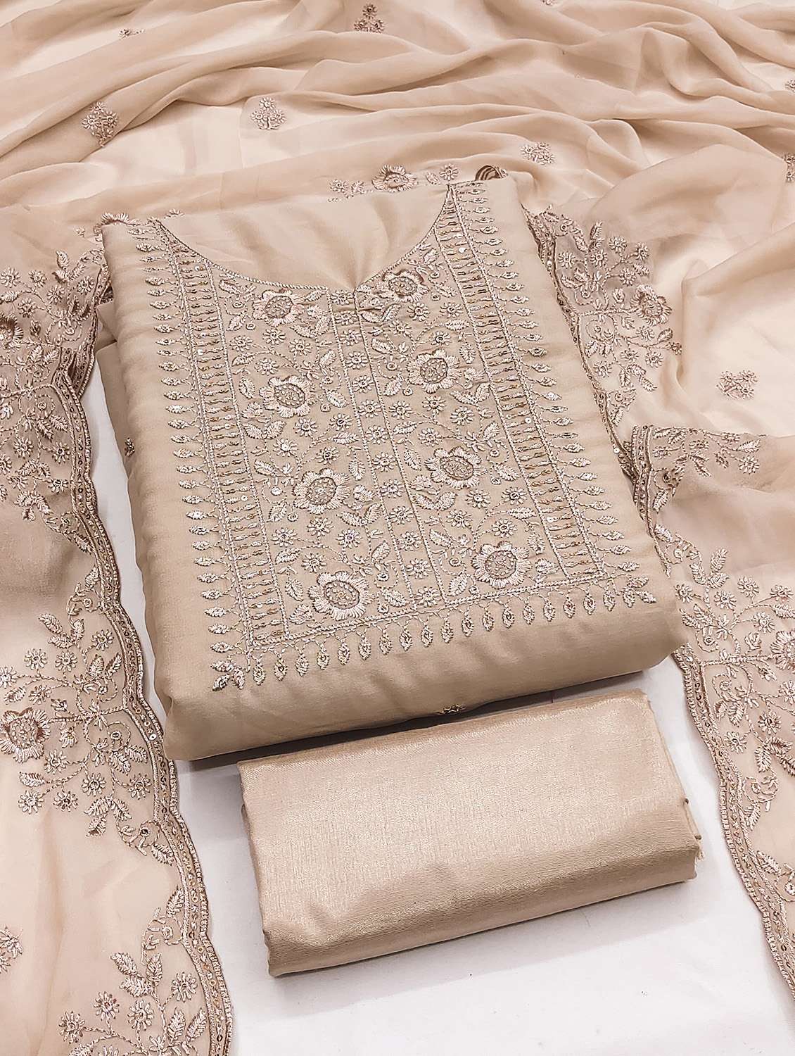 women solid with work unstitched suit set - 22422340 -  Standard Image - 1