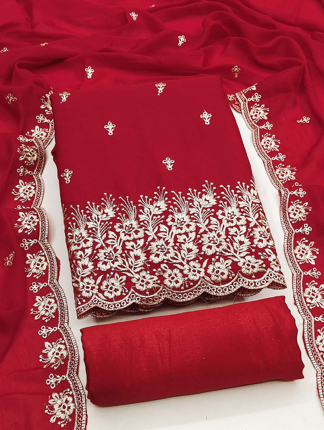 women solid with work unstitched suit set - 22422350 -  Standard Image - 1