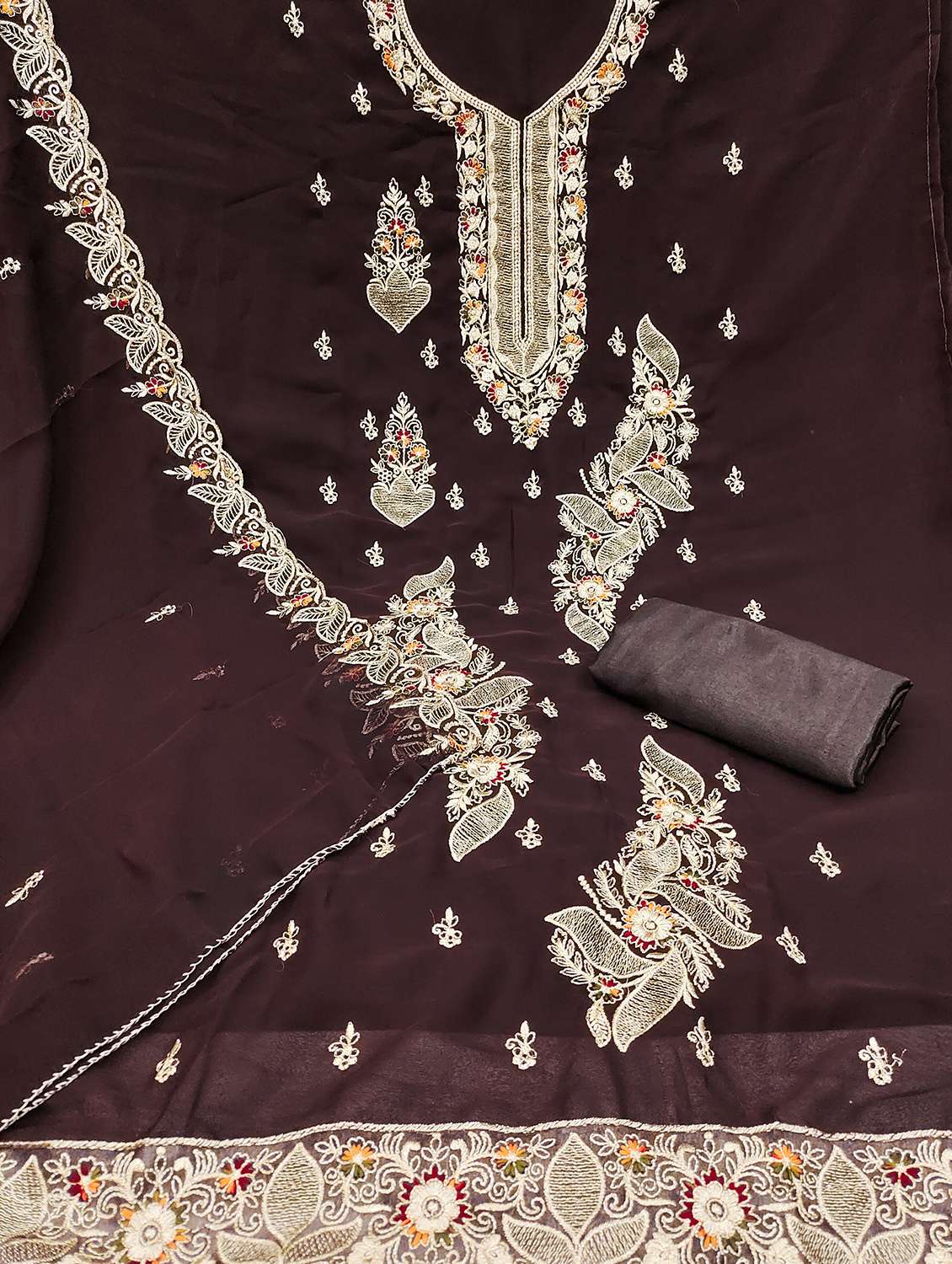 women solid with work unstitched suit set - 22422351 -  Standard Image - 1