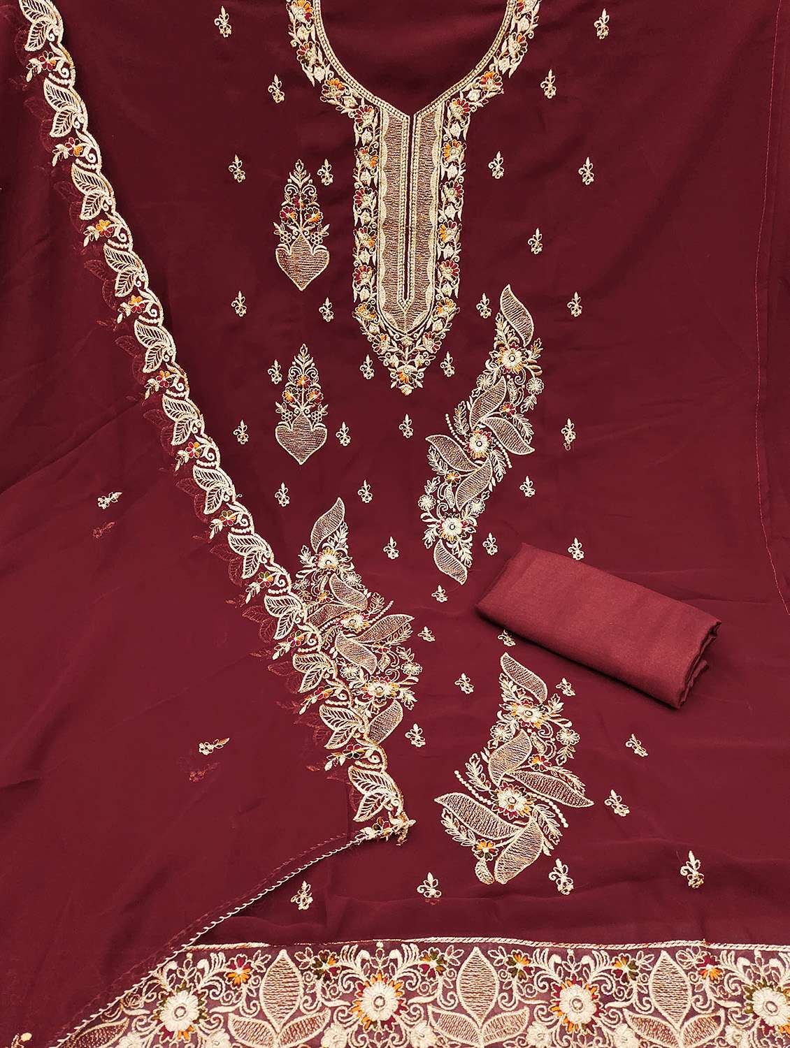 women solid with work unstitched suit set - 22422354 -  Standard Image - 1