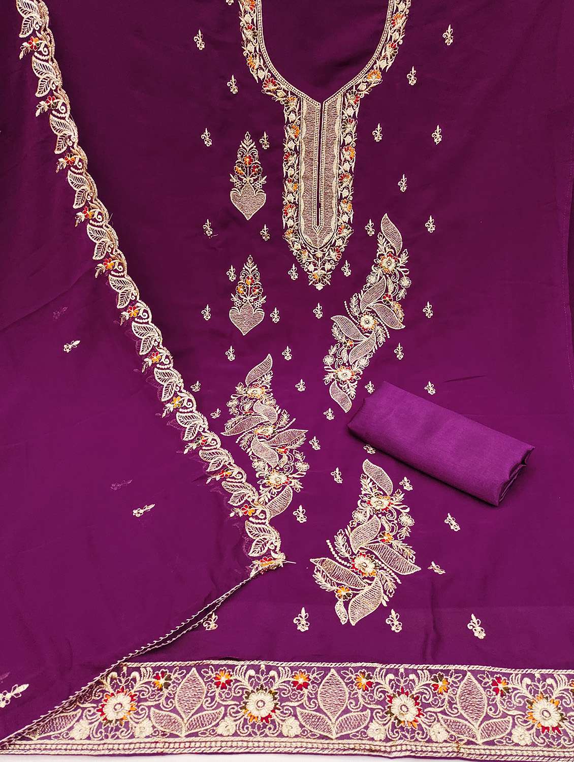 women solid with work unstitched suit set - 22422355 -  Standard Image - 1