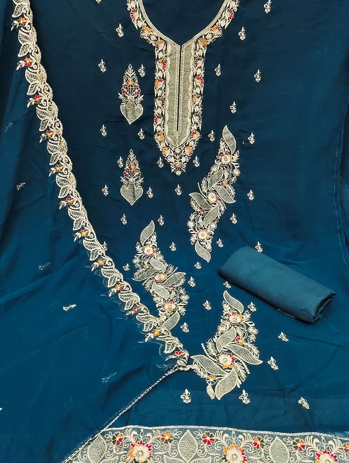 women solid with work unstitched suit set - 22422356 -  Standard Image - 1