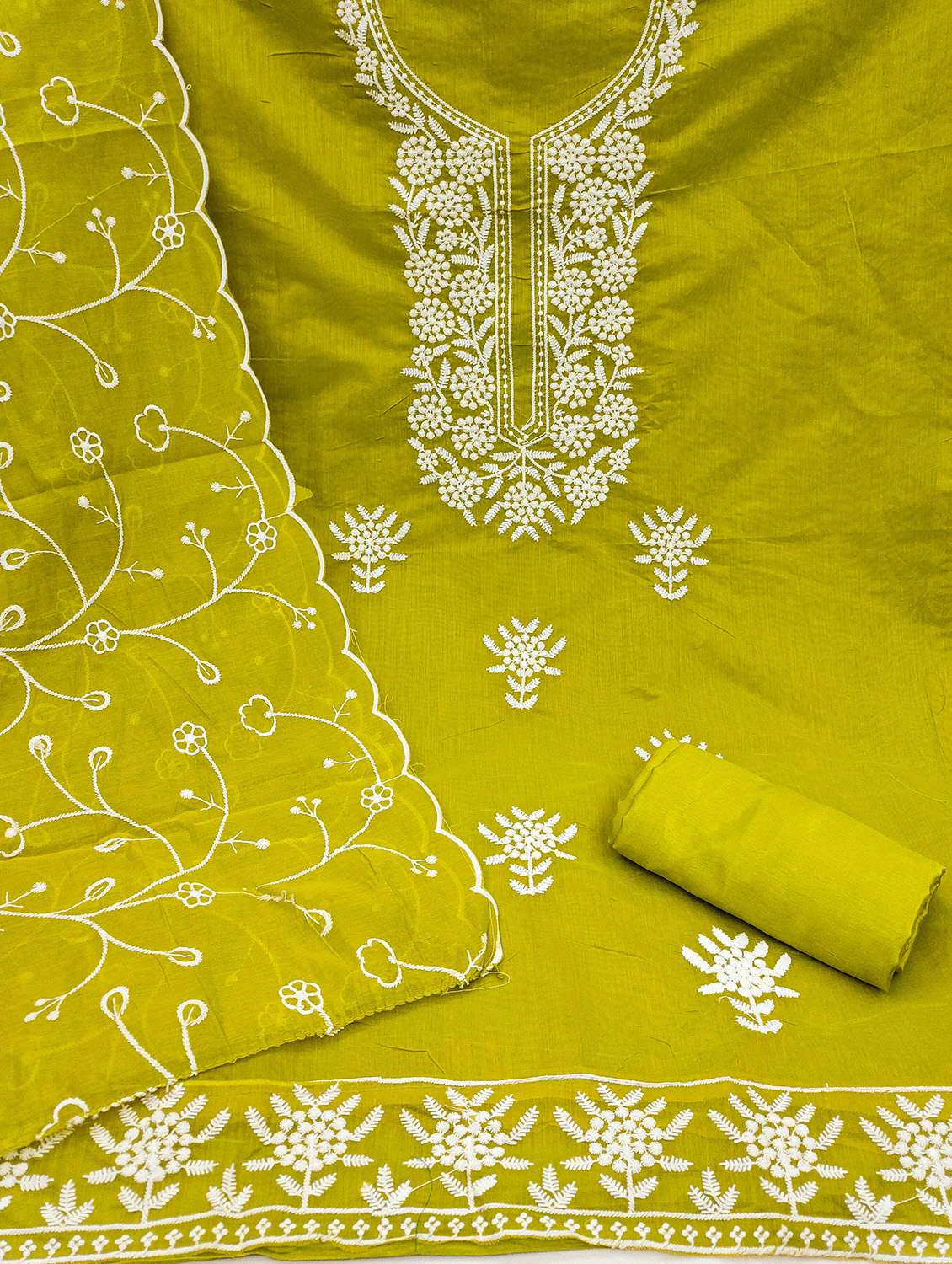 women solid with work unstitched suit set - 22422358 -  Standard Image - 1