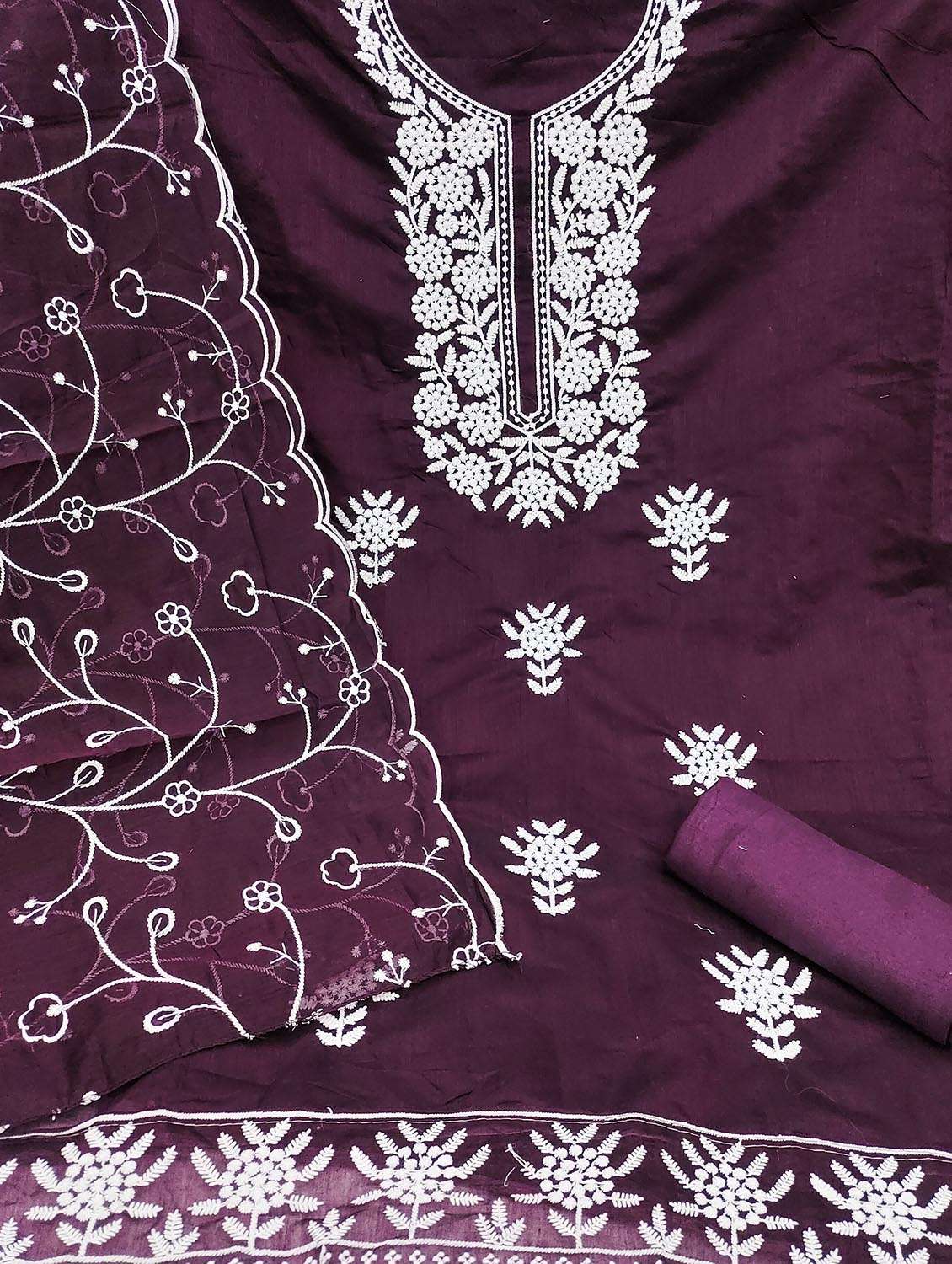 women solid with work unstitched suit set - 22422359 -  Standard Image - 1