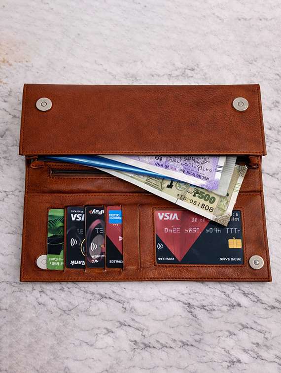 women tan leather regular wallet - 22423664 -  Standard Image - 1