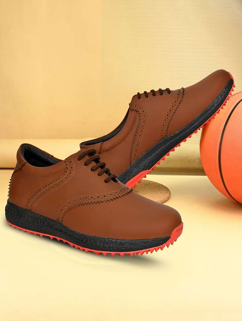 men brown lace up sport shoe