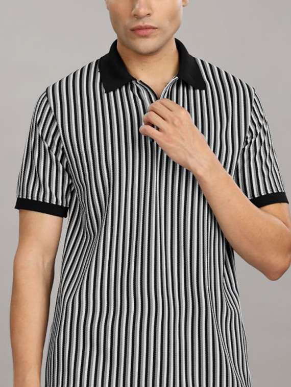 men striped short sleeve regular fit polo t-shirt - 22423906 -  Standard Image - 1