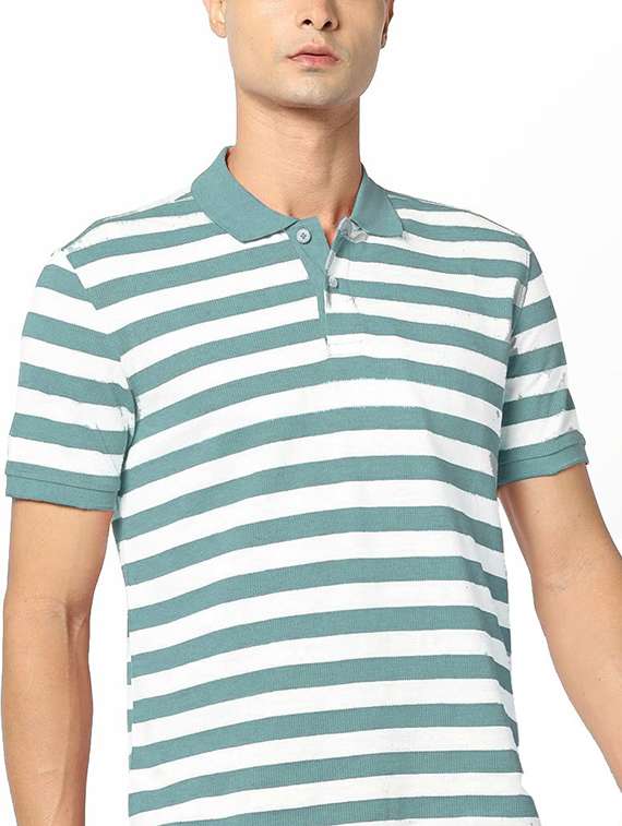 men striped short sleeve regular fit polo t-shirt - 22423949 -  Standard Image - 1