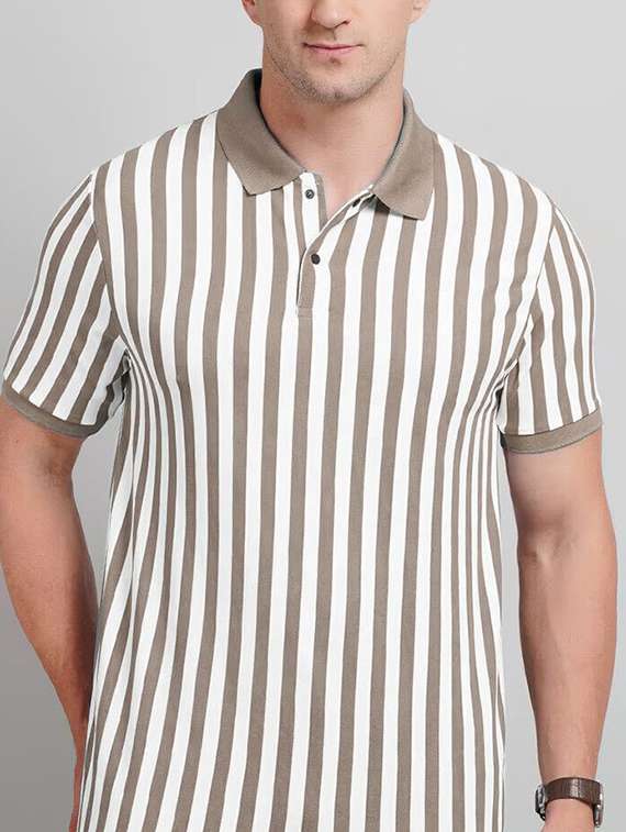 men striped short sleeve regular fit polo t-shirt - 22423950 -  Standard Image - 1