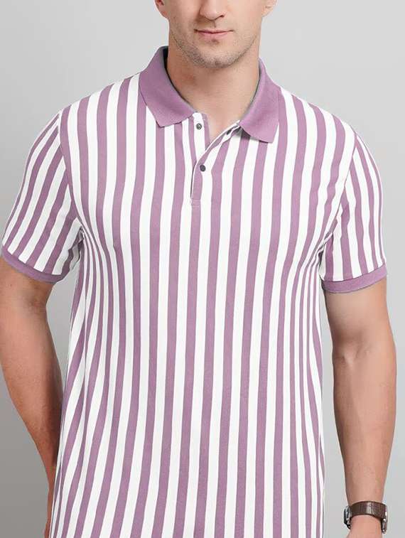 men striped short sleeve regular fit polo t-shirt - 22423951 -  Standard Image - 1