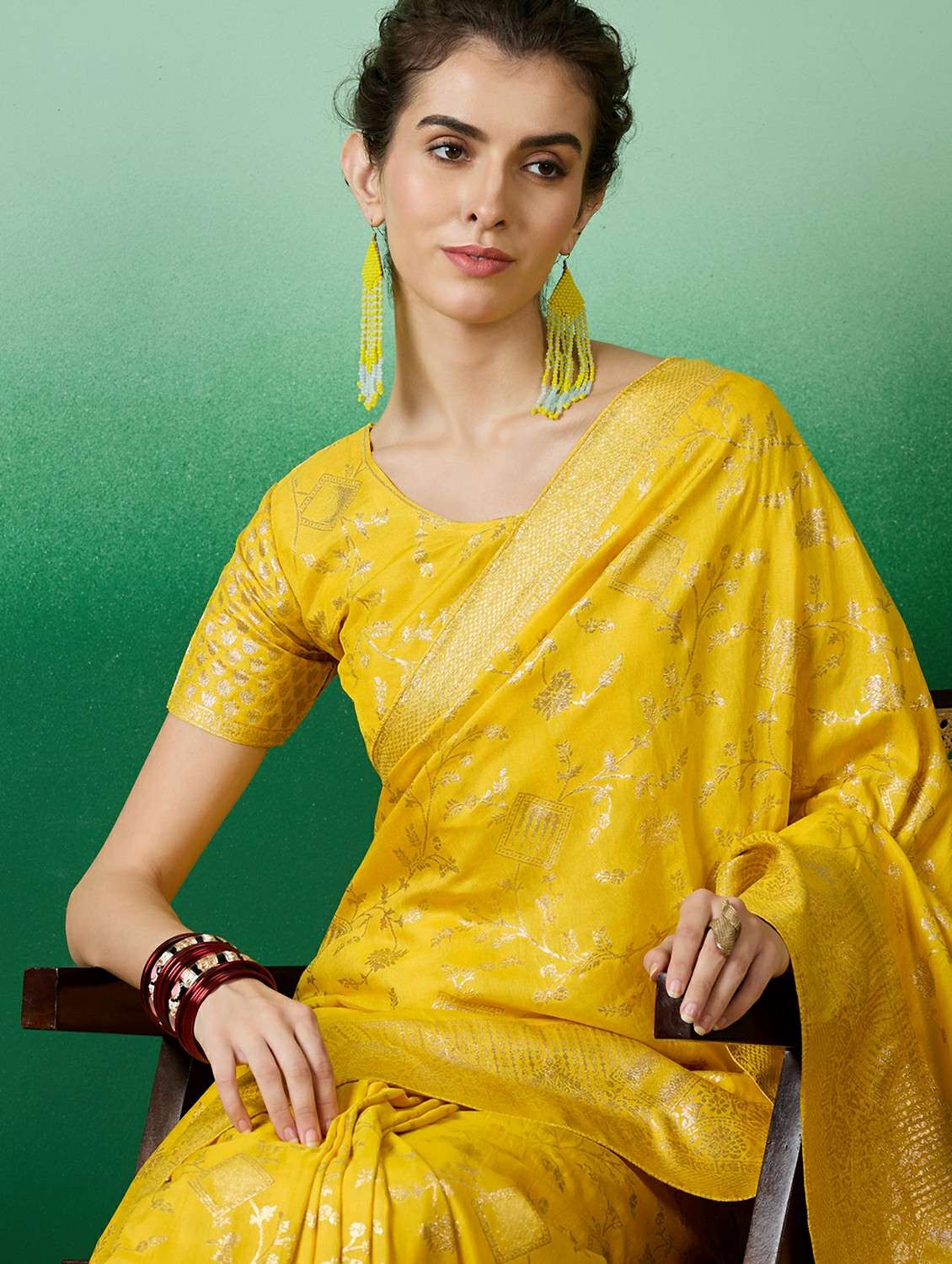 Women Self Design Banarasi Saree With Blouse - 22424373 -  Standard Image - 1
