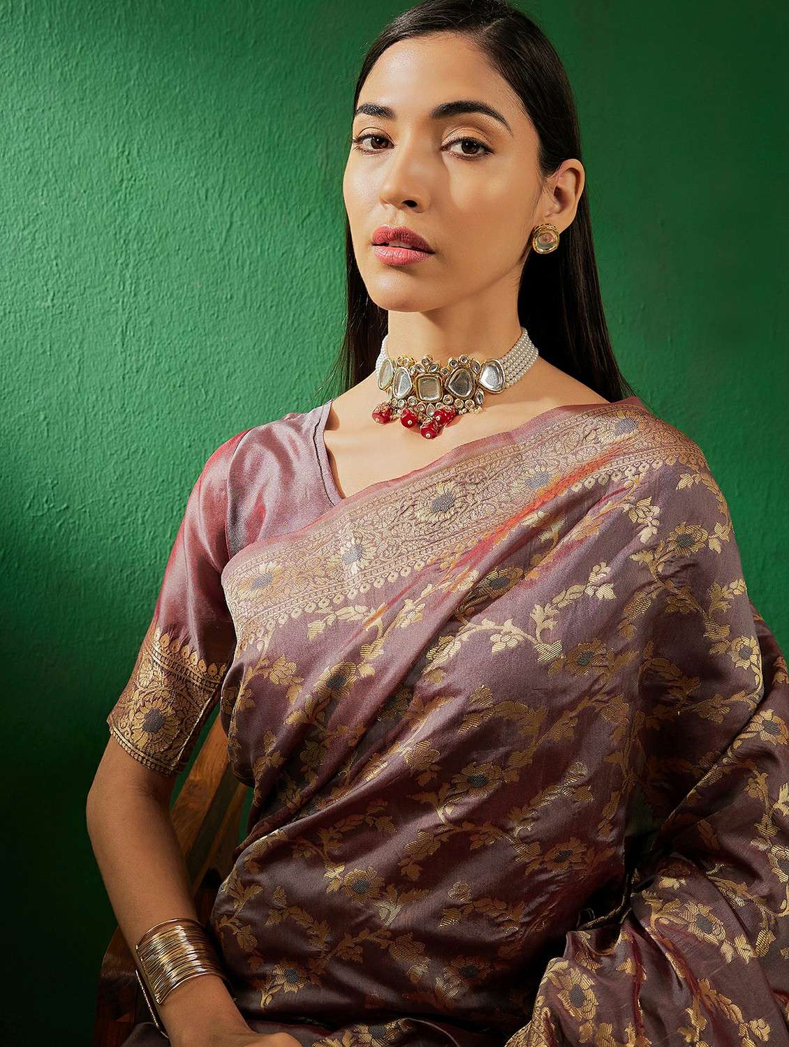 women self design banarasi saree with blouse - 22424649 -  Standard Image - 1