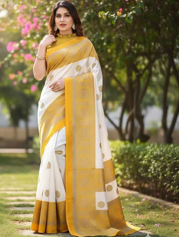 women printed bordered saree with blouse
