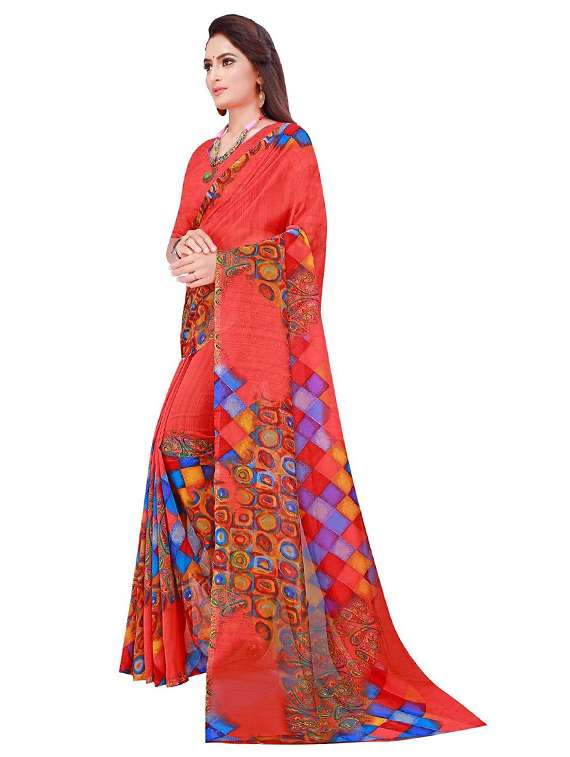 Women Printed Casual Wear Saree With Blouse - 22425123 -  Standard Image - 1